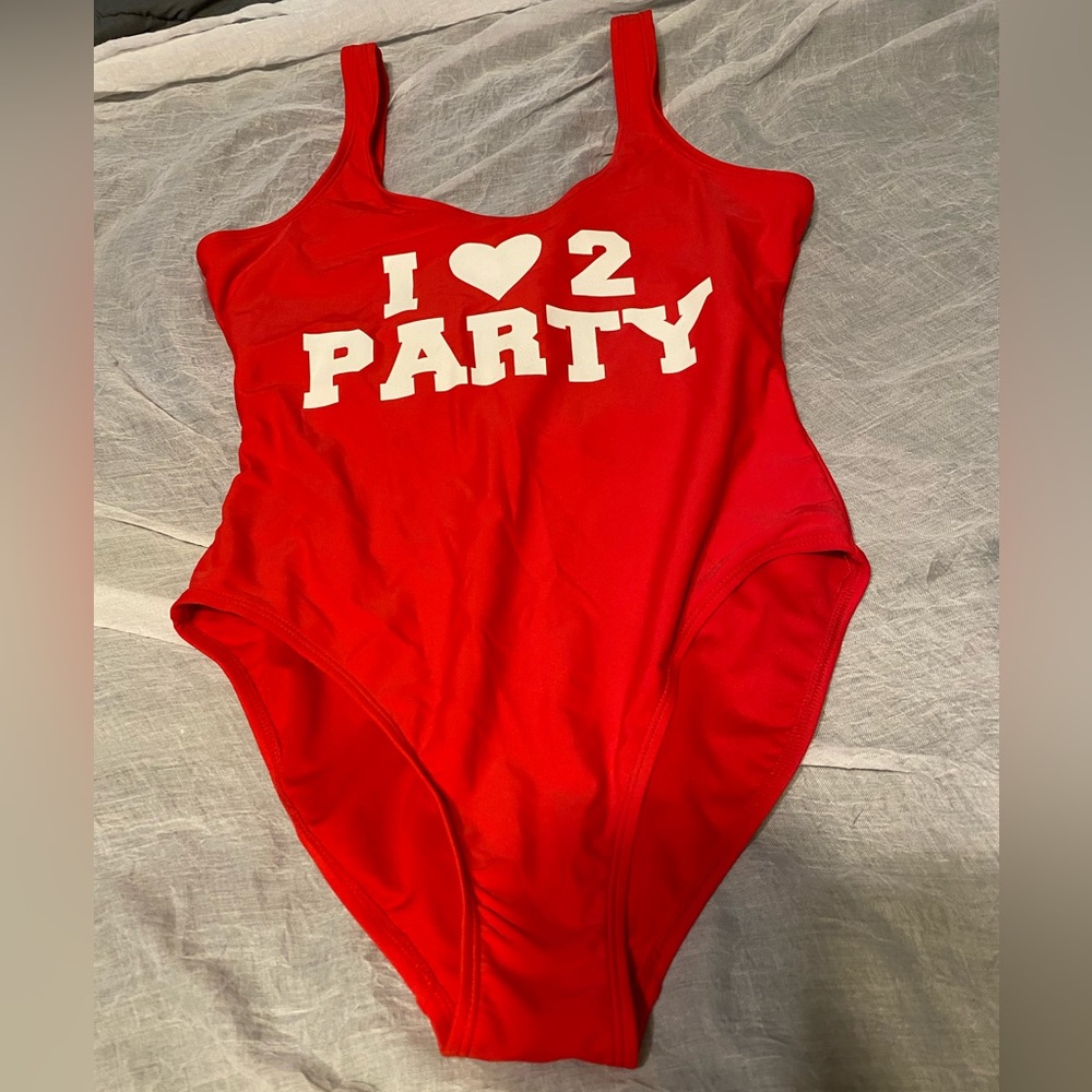 “I ❤️ 2 Party” one piece swimsuit